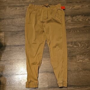 Hollister Men Tan Joggers Small Adjustable Pants Jeans Y2k